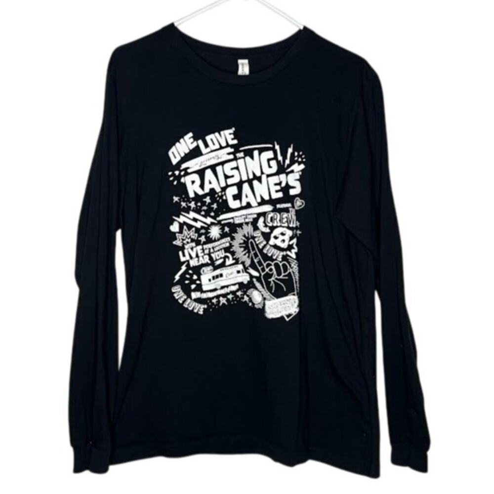 Raising Cane's (XL) Black Long Sleeve 1LV OneLove Crew T-Shirt Tee